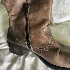 Brown Suede Heeled Boots by Paul Green. Men’s size 6.5 or women's size 8.